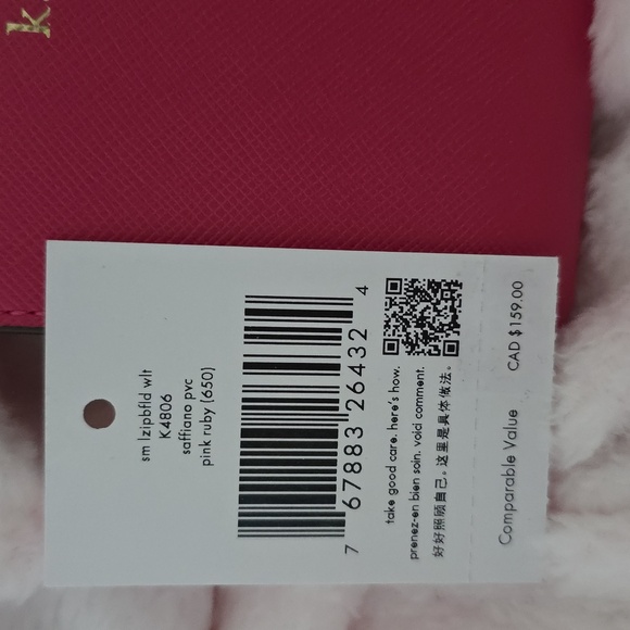 NWT Kate Spade Saffiano Pink Ruby Small Zip Fold Wallet - Picture 2 of 3